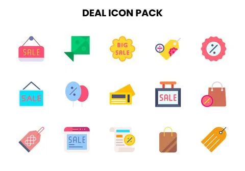 Deal Flat Scalable Icons Pack Illustrazione stock