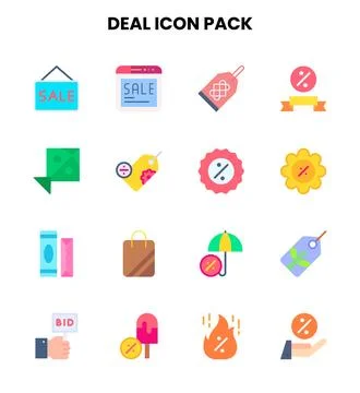 Deal Flat Vector Icons Pack Stock Illustration