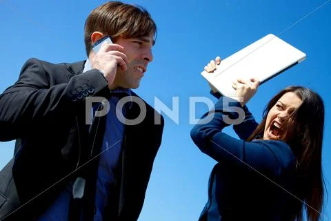 This deal is gone wrong angry business woman Stock Photos