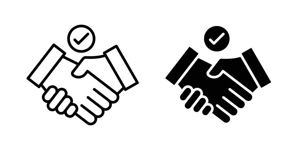 Deal icon solid, line, and editable vector set. Stock Illustration