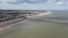 Aerial view of Deal town, Deal, Kent, UK Stock Video