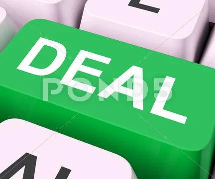 Deal key shows contract or dealing. Stock Illustration