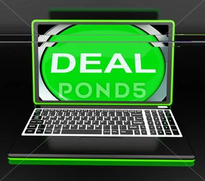Deal laptop shows online trade contract or dealing Stock Illustration