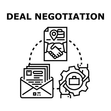 Deal negotiation process completing business agreement concept Stock Illustration