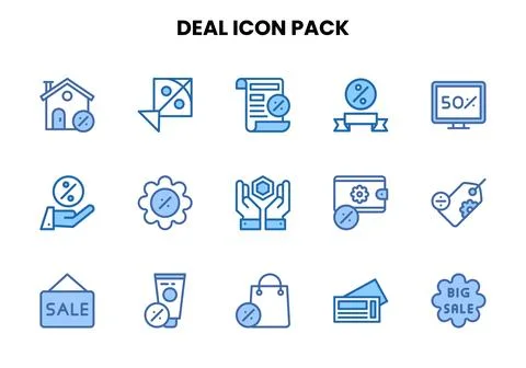 Deal Two Colour Set Icons Pack Stock Illustration