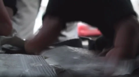 Dealer Checking And Counting His Stash Point Of View-Shot Stock Footage 34229640