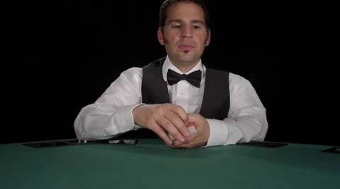 Dealer cuts a deck of cards Stock Footage 53233585