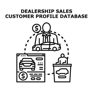 Dealership sales customer profile database concept Stock Illustration