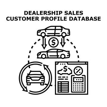 Dealership sales customer profile database concept Stock Illustration