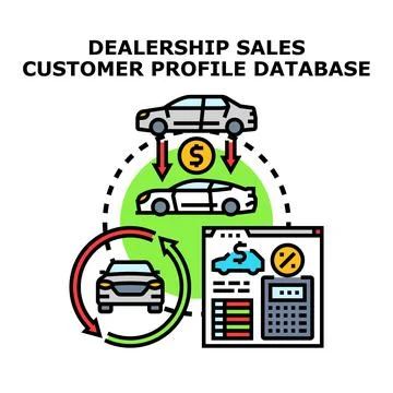 Dealership sales customer profile database concept Stock Illustration