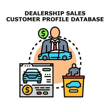 Dealership sales customer profile database concept Stock Illustration