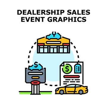Dealership sales event graphics vector color illustration Stock Illustration