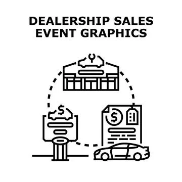 Dealership sales event graphics vector black illustration Stock Illustration