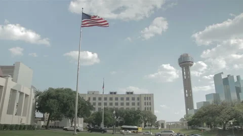 Dealey Plaza with US flag flying Stock Footage 65055025