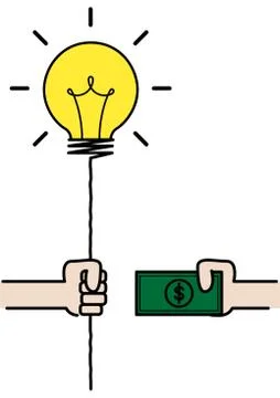 Dealing between idea and money Stock Illustration