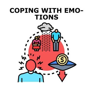 Dealing with emotional distress, financial problems, and relationships Stock Illustration