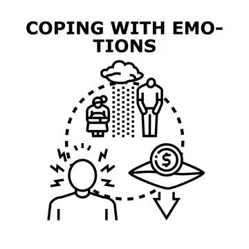 Dealing with emotional distress, financial problems, and relationships Stock Illustration