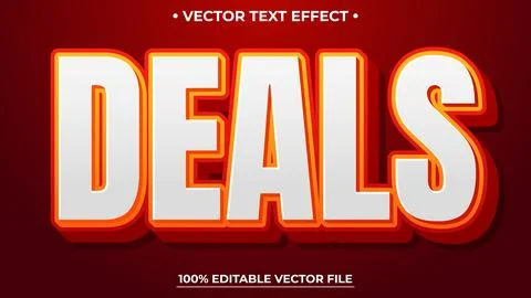 Deals bold 3d editable text effect colorful gradient style Stock Illustration