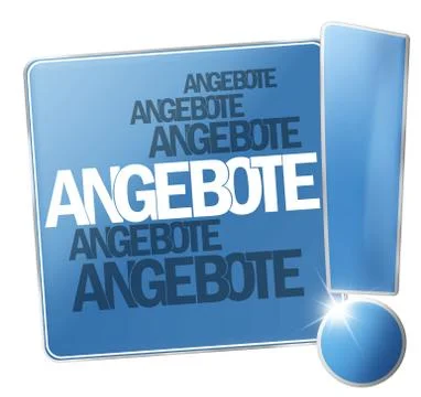 Deals exclamation mark icon button blue design Stock Illustration