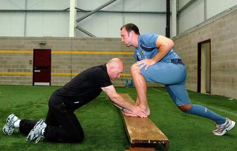 Dean Ashton Works With Physio John Green At West Ham''s Training Ground As He Co Stock Photos