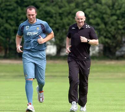 Dean Ashton Works With Physio John Green At West Ham''s Training Ground As He Co Stock Photos