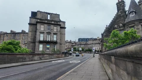 Dean Bridge in Edinburgh - Traffic and Historic Architecture Stock Footage 338214798