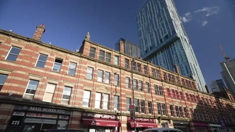 Deansgate and Beetham Tower, Manchester, Lancashire, England Stock Footage 274161346