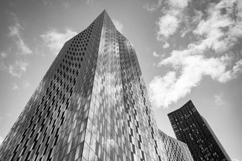Deansgate Square in black and white Stock Photos