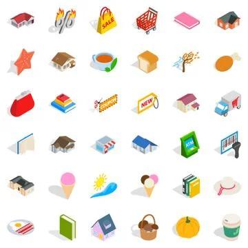 Dear icons set, isometric style 스톡 일러스트