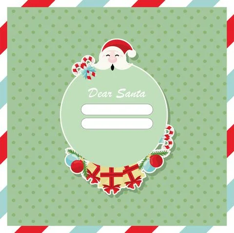 Dear santa postal invitation Stock Illustration