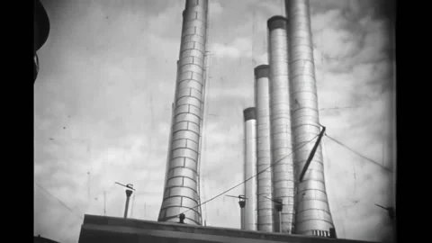 DEARBORN - 1937 - A V8 engine block casting is shown in various states of Video stock 308101404