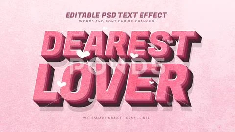 Dearest lover pink text effect editable PSD Template