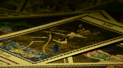 Death and devil on tarot card Stock Footage 68203799