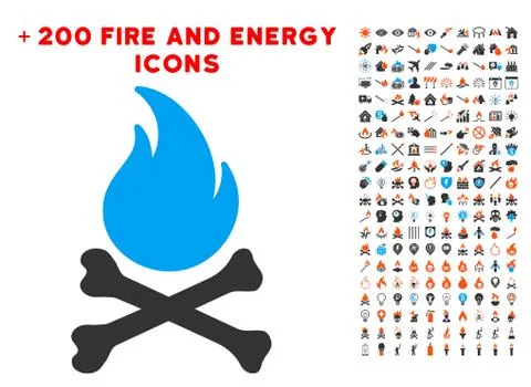 Death Bones Flame Icon with Bonus Energy Clipart イラスト素材