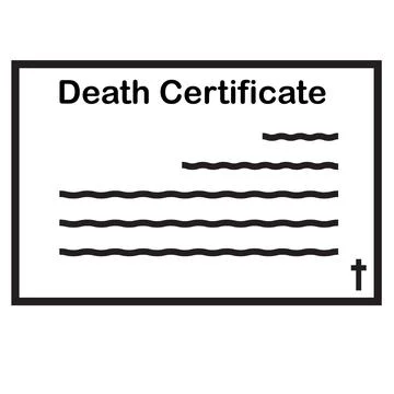 Death Certificate icon. Death logo. Black Death certificate sign. flat style. Stock Illustration