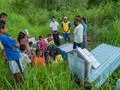 Death cult and silent worship on grassy jungle mountain hill in Indonesia Photo