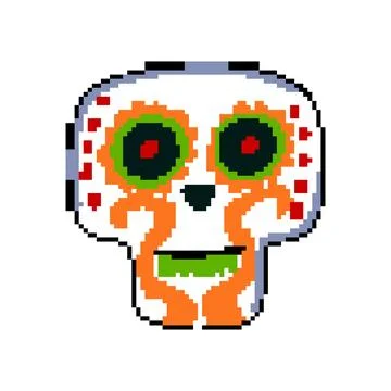 Death dead day skull pixel art vector illustration Stock Illustration