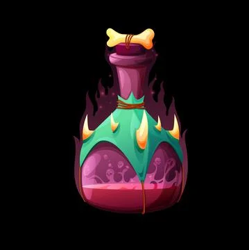 Death elixir potion, fantasy poison cartoon bottle Stock-Illustration