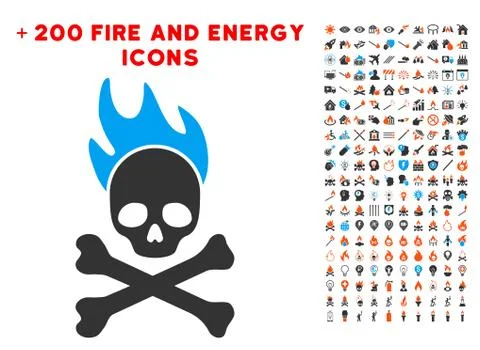 Death Fire Icon with Bonus Flame Clipart Stock Illustration