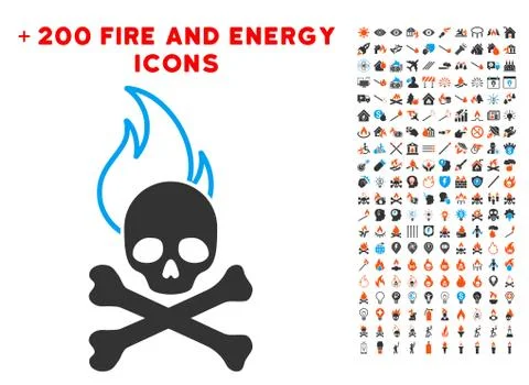 Death Fire Icon with Bonus Power Collection Stockillustratie