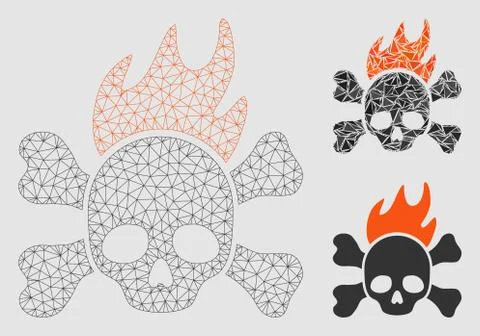 Death Fire Vector Mesh 2D Model and Triangle Mosaic Icon Stock Illustration