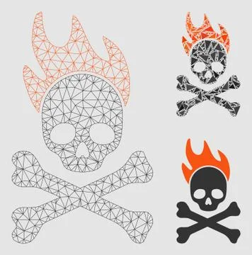 Death Fire Vector Mesh 2D Model and Triangle Mosaic Icon Stock Illustration