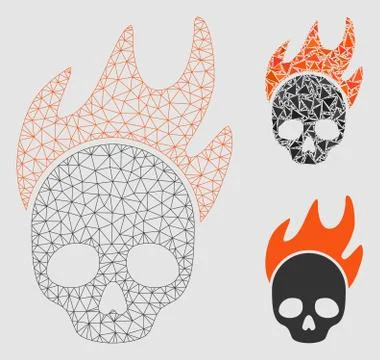 Death Fire Vector Mesh 2D Model and Triangle Mosaic Icon Stock Illustration