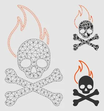 Death Fire Vector Mesh 2D Model and Triangle Mosaic Icon Stock Illustration