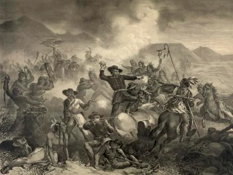 The Death Of General Custer At The Battle Of The Little Big Horn. Custer's La Stock Photos