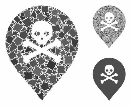 Death map marker Composition Icon of Tremulant Items Illustrazione stock