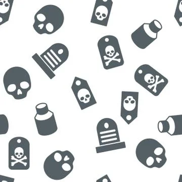 Death Objects Seamless Seamless Flat Vector Pattern Stock Illustration