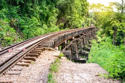 Death Railway, during the World War II at Kanchanaburi Thailand. Stock Photos
