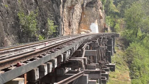 Death Road on the edge of the cliffs built in Vietnam during the war Stock Footage 72931003