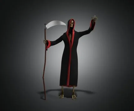 Death with a scythe 3d render against a darck background Stock Illustration